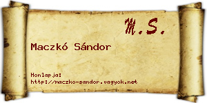 Maczkó Sándor névjegykártya